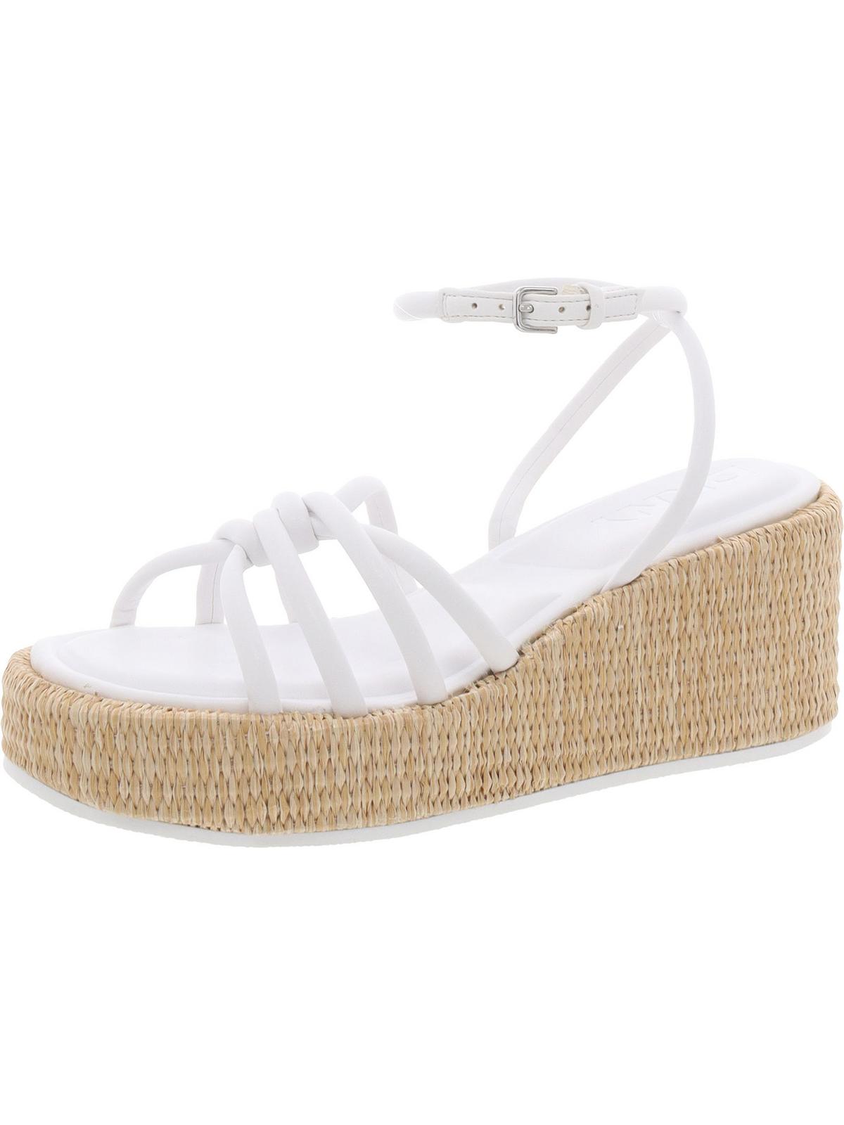 DKNY Womens Cyrilla Strappy Faux Leather Wedge Sandals
